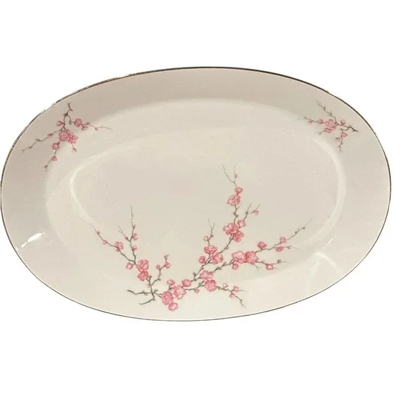 Hutschenreuther Almond Blossom Noblesse 12.5" Oval Platter Gold Trim Bavaria - Picture 1 of 6